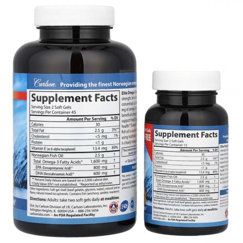  Carlson, Wild Norwegian, Elite Omega-3 Gems®, Natural Lemon, 120 Soft Gels 