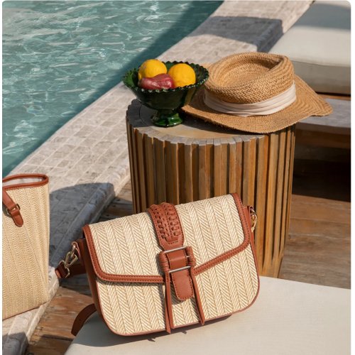 Marina Raffia Straw Crossbody Bag
