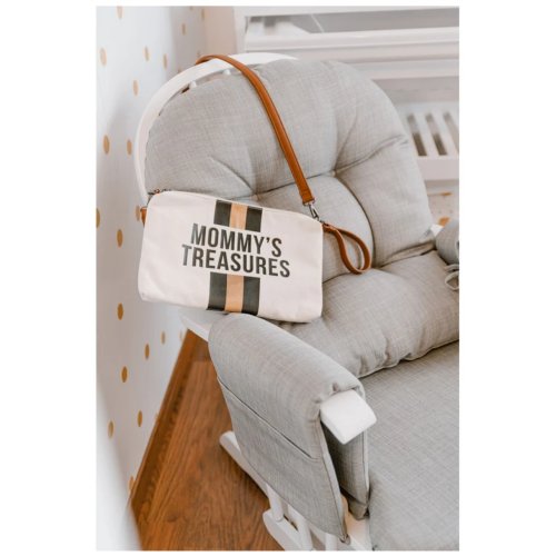 Childhome Gliding Chair Round Beech Canvas - Grey With Footrest