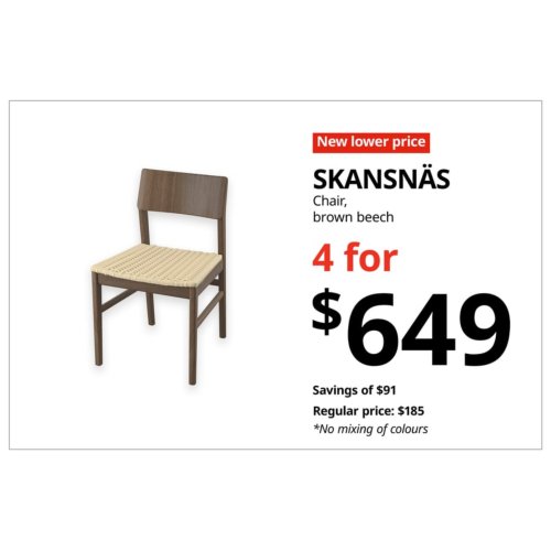 SKANSNÄS Chair, brown beech - 4 Pieces