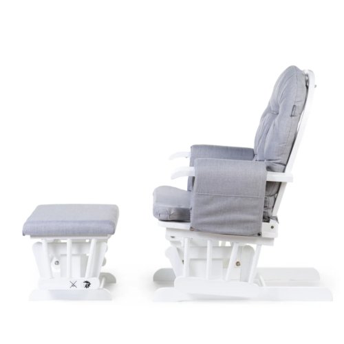 Childhome Gliding Chair Round Beech Canvas - Grey With Footrest