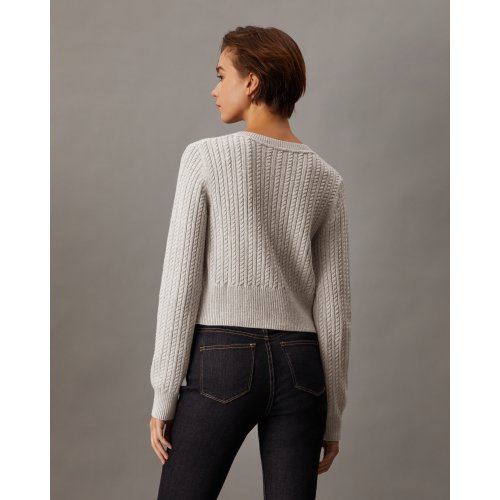 Cropped Cable Knit Cardigan