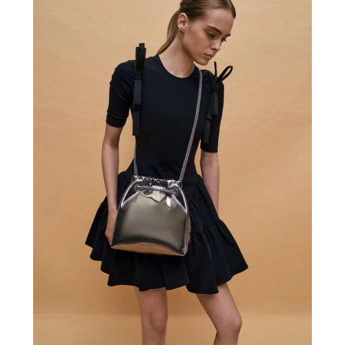  Caia Metallic Chain-Handle Tote Bag - Pewter 