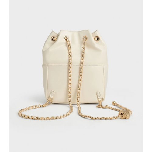  Donna Crinkle-Effect Backpack - Cream 