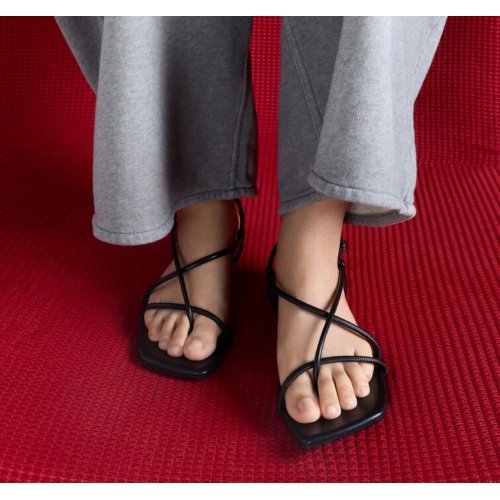 Strappy Crossover Slingback Sandals - Black