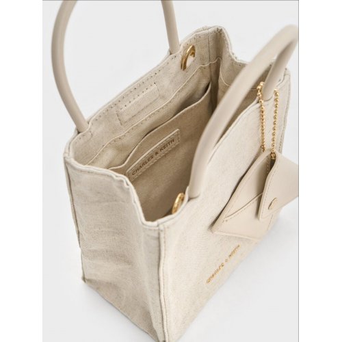  Matina Linen Elongated Tote Bag - Beige 