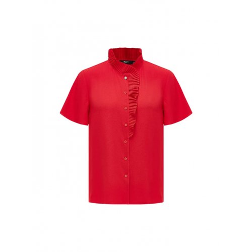 Pleated Stand Collar Blouse