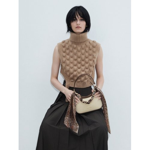  Mini Alcott Scarf Handle Canvas Bag - Beige 