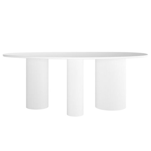 Belmar 200cm Curved Outdoor Concrete Dining Table in White