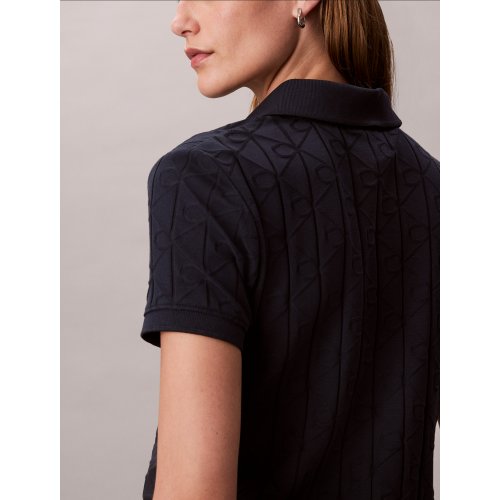 Allover Monogram Logo Jacquard Polo Top
