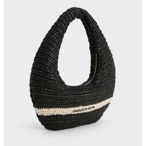  Allegra Knitted Slouchy Hobo Bag - Black 