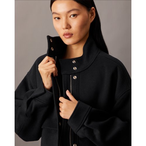  Cashmere Wool Blend Short Bomber Jacket