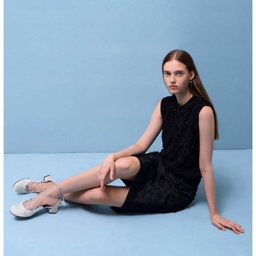  Lace-Up Tie-Around D'Orsay Pumps - Silver 