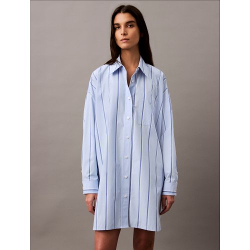  Relaxed Striped Cotton Shirt Dress