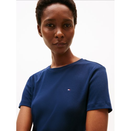  Flag Embroidery Ribbed Slim T-Shirt