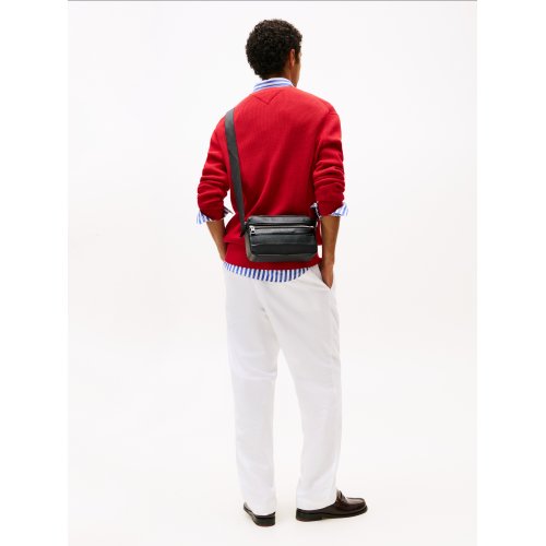  Pebble Grain Double Zip Messenger Bag