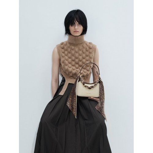  Mini Alcott Scarf Handle Canvas Bag - Beige 