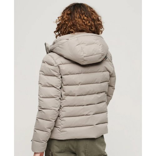Hooded Microfibre Padded Jacket - Winter Stone Grey
