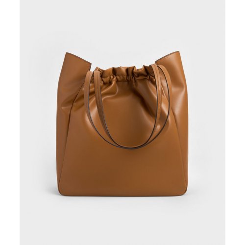 Brigette Ruched Tote Bag - Brown 