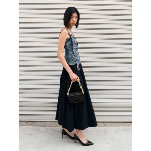  Mini Danika Chunky Chain Padded Bag - Black 