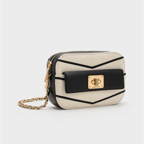 Eleni Canvas Chevron Zip Crossbody Bag - Multi