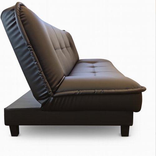  EMBER 3 SEATER SOFABED 213H-PVC BLACK SIMULATED LEATHER