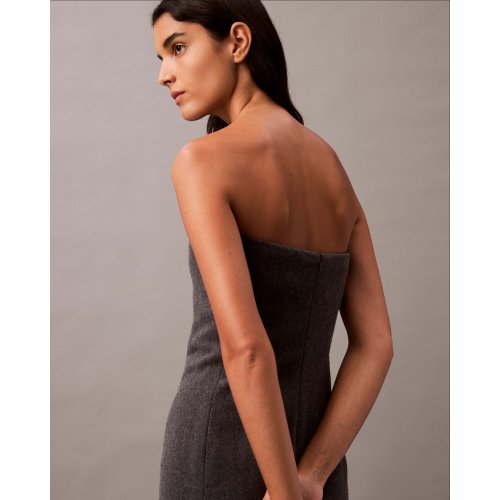 Brushed Wool Blend Strapless Dress