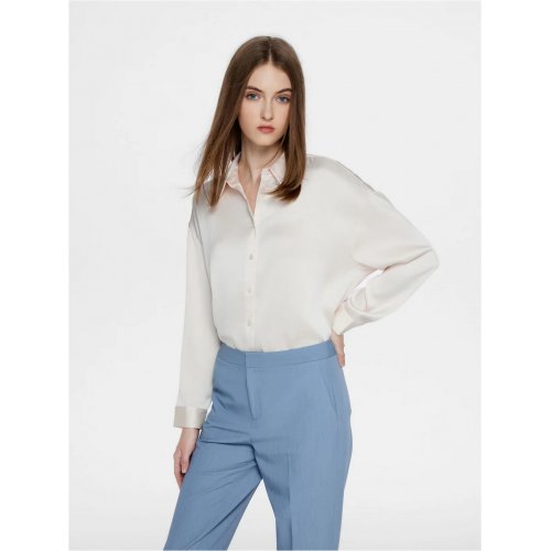 Emma Textured Seersucker Asymmetric button up Blouse
