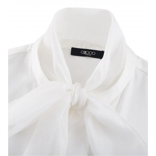 Sleeveless Stand Collar Blouse with Detachable Organza Straps