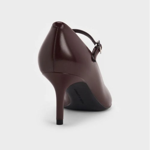  Pointed Mary Jane Pumps - Maroon 