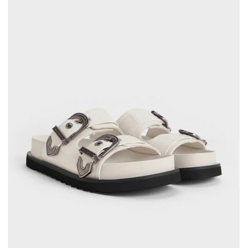  Kirke Buckled Double-Strap Sandals - White 