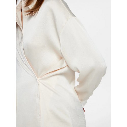 Emma Textured Seersucker Asymmetric button up Blouse