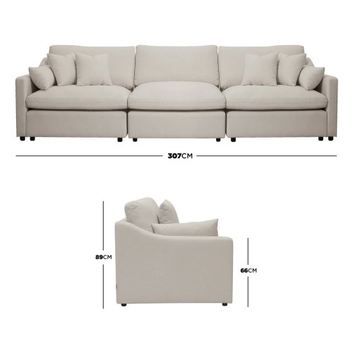 Millie 4 Seater Spill-Resistant Modular Sofa in Light Beige