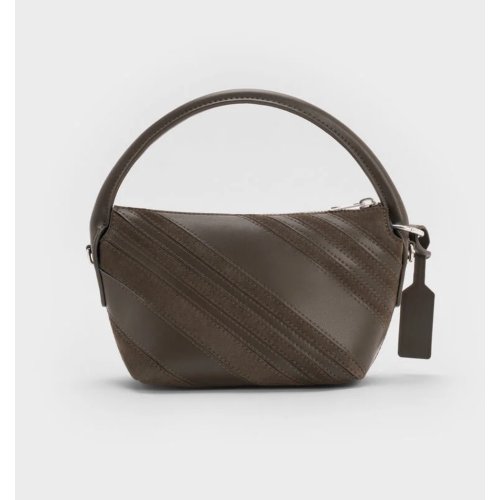  Zeya Recycled Suede Top Handle Bag - Dark Moss 