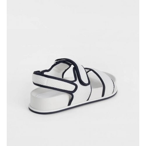  Mesh Contrast-Trim Double-Strap Slingback Sandals - Dark Blue 