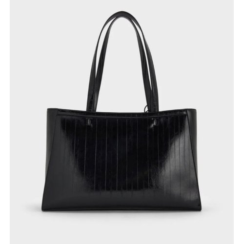  Augustine Eel-Effect Sculptural-Detail Tote Bag - Black 