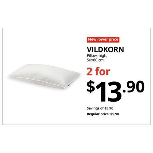 VILDKORN Pillow, high, 50x80 cm - 2 pieces