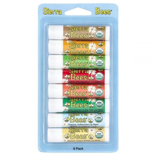  Sierra Bees, Organic Lip Balms Combo Pack, 8 Pack, 0.15 oz (4.25 g) Each 