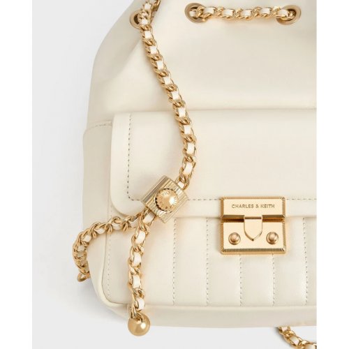  Donna Crinkle-Effect Backpack - Cream 