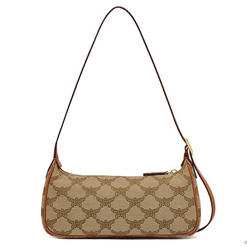 MCM HIMMEL LAURETOS Jacquard Shoulder Bag Beige [MWSESAC02IG001]