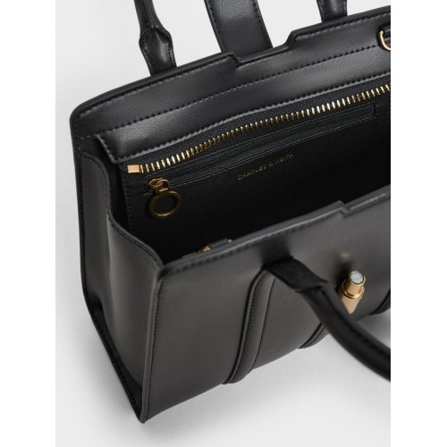  Cesia Metallic Accent Tote Bag - Black 