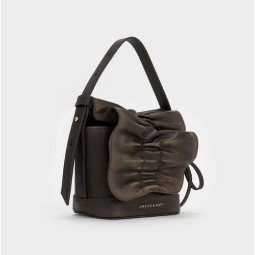 Kadee Ruched Bow-Charm Mini Bag - Burnished Brown