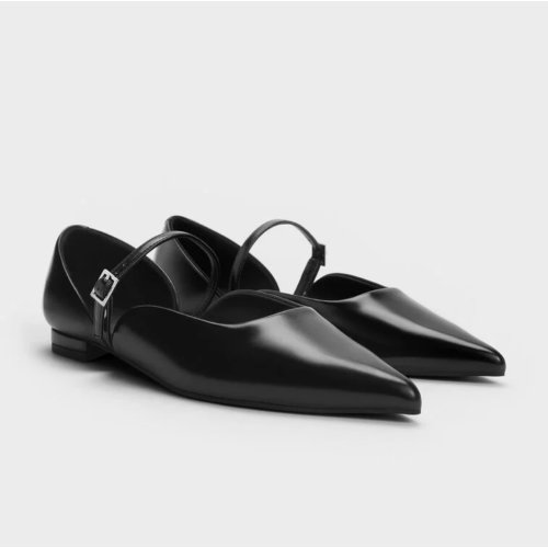  Pointed-Toe D'Orsay Mary Janes - Black 