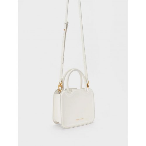  Perline Sculptural Top Handle Bag - White 