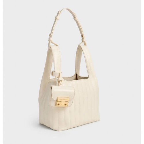  Donna Crinkle-Effect Tote Bag - Cream 