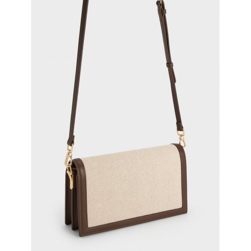  Alcott Scarf Handle Canvas Clutch - Beige 