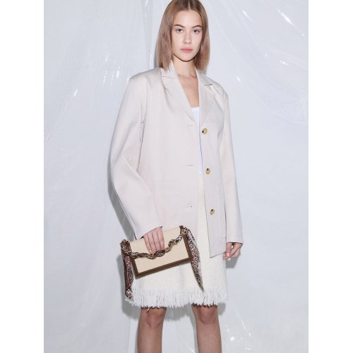  Alcott Scarf Handle Canvas Clutch - Beige 