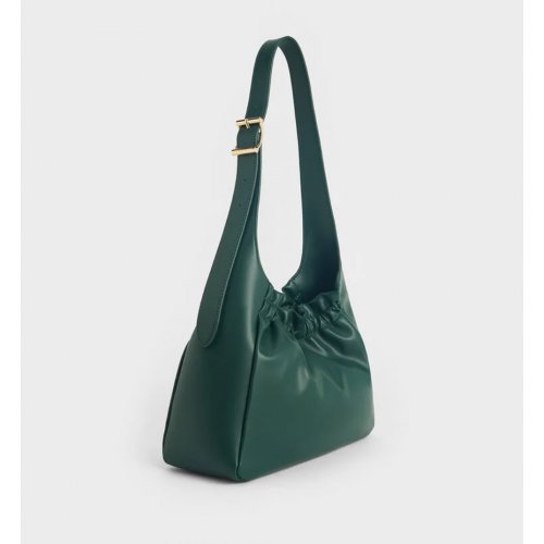  Brigette Ruched Shoulder Bag - Dark Green 