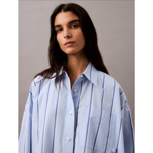  Relaxed Striped Cotton Shirt Dress