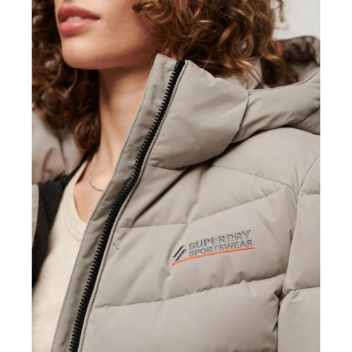 Hooded Microfibre Padded Jacket - Winter Stone Grey